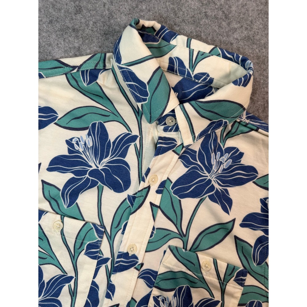 ROWM Mens Floral‎ Lily Print Short Sleeve Button Down Shirt Small